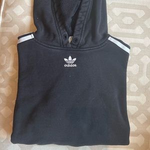 Adidas Cropped Three-Stripe Hoodie